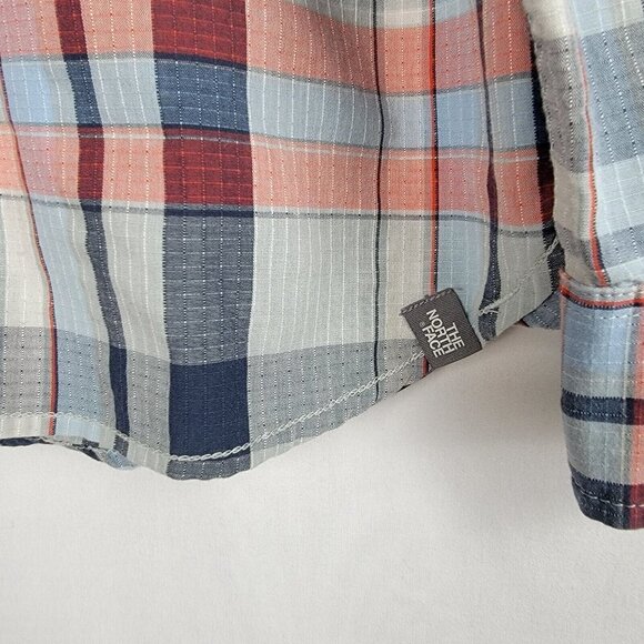 The North Face Long Sleeve Buttonwood Plaid Shirt Mens Size Large Blue Orange - Picture 3 of 14